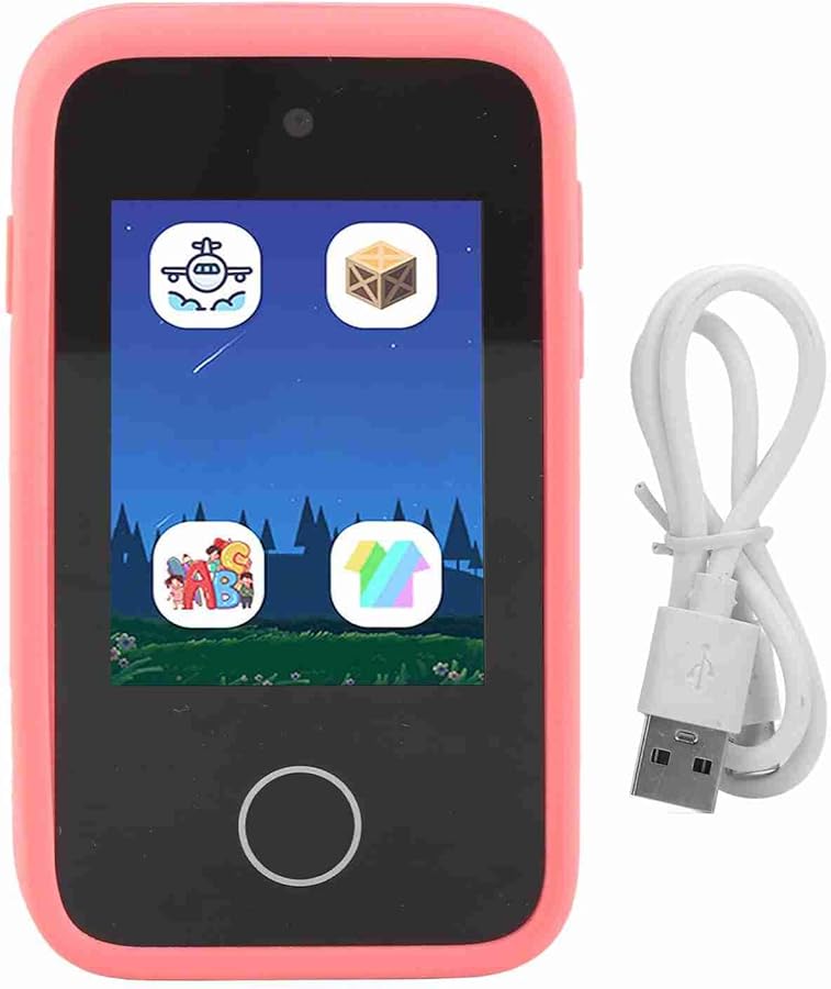 هاتف تعليمي للأطفال 2 بشاشة لمس 8 بوصة وكاميرا مزدوجة 48 ميجابكسل ومشغل MP3 ومصنوع من مادة ABS - Image 1